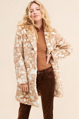 Ruby + Ed Abstract Floral Faux Fur Coat