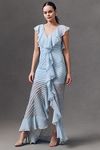 Thumbnail View 4: De La Vali Macaroon Pintuck Ruffled Chiffon Maxi Dress