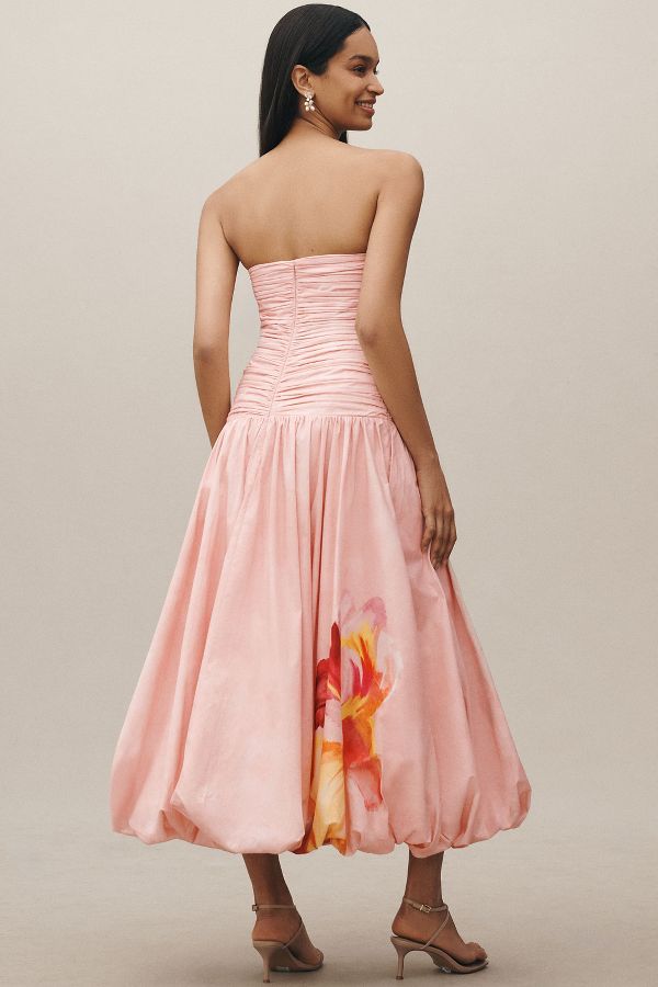 Slide View: 2: Nicholas the Label Despina Strapless Midi Dress with Bubble Skirt