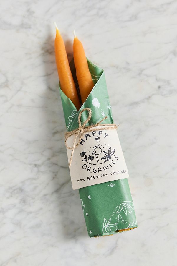 Slide View: 4: Happy Organics Carrot Beeswax Tapers, Set of 2