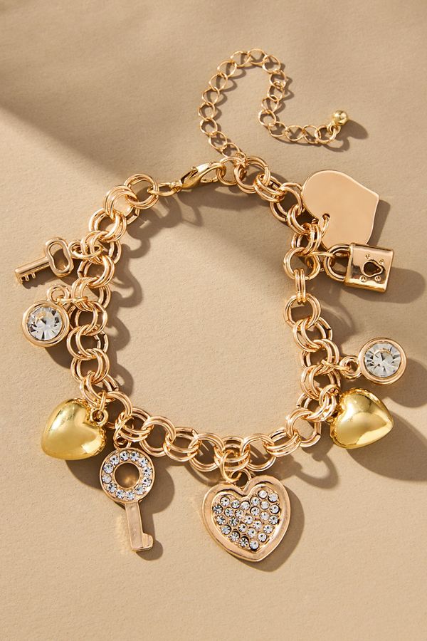 Slide View: 1: Heart Key Charm Bracelet