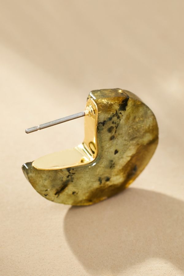 Slide View: 2: Stone Circle Post Earrings