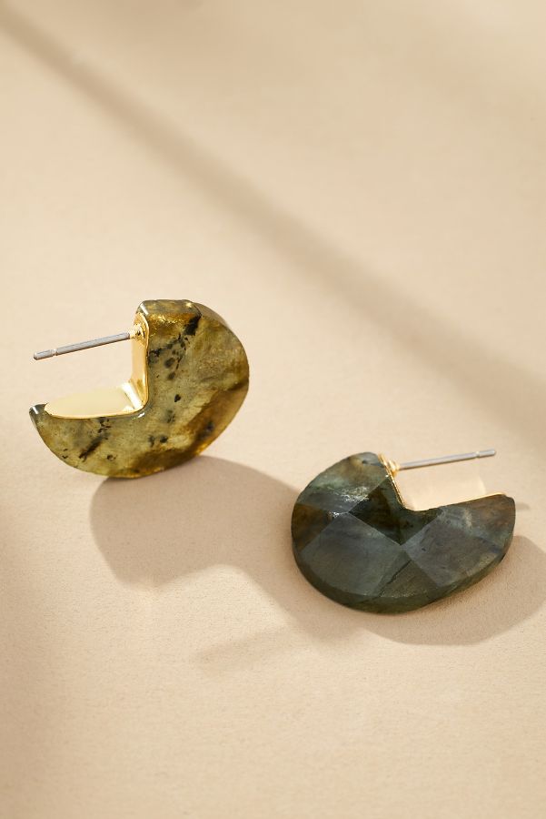 Slide View: 1: Stone Circle Post Earrings