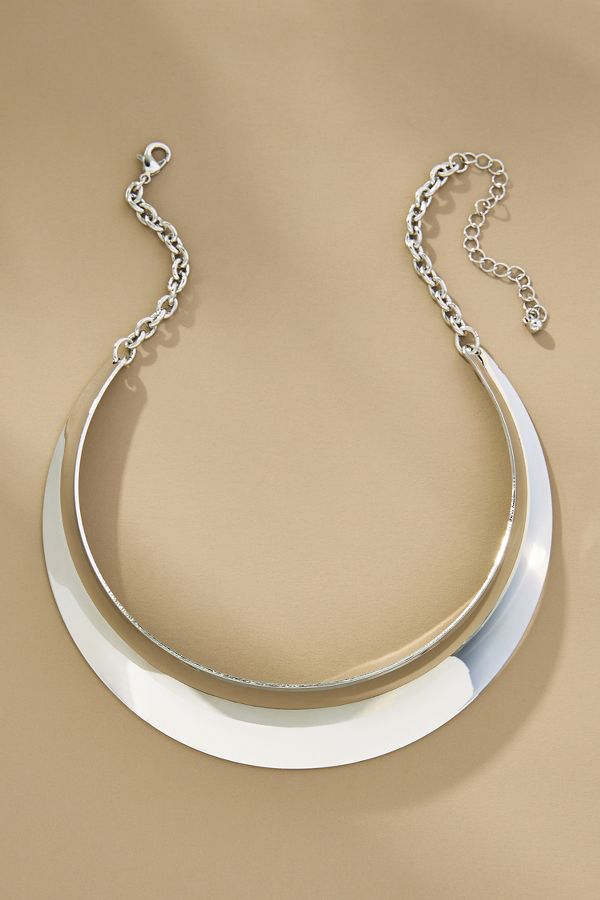 Slide View: 1: Metal Collar Necklace