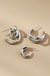 Thumbnail View 2: Mingled Huggie Hoop Earrings, Set of 3