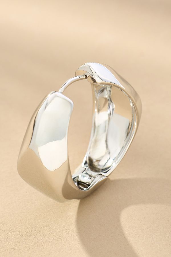 Slide View: 2: Faceted Hoop Earrings