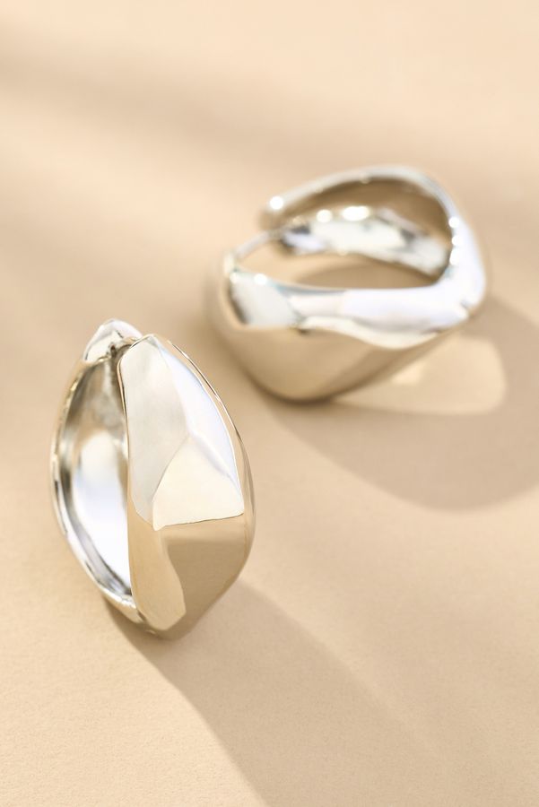 Slide View: 1: Faceted Hoop Earrings