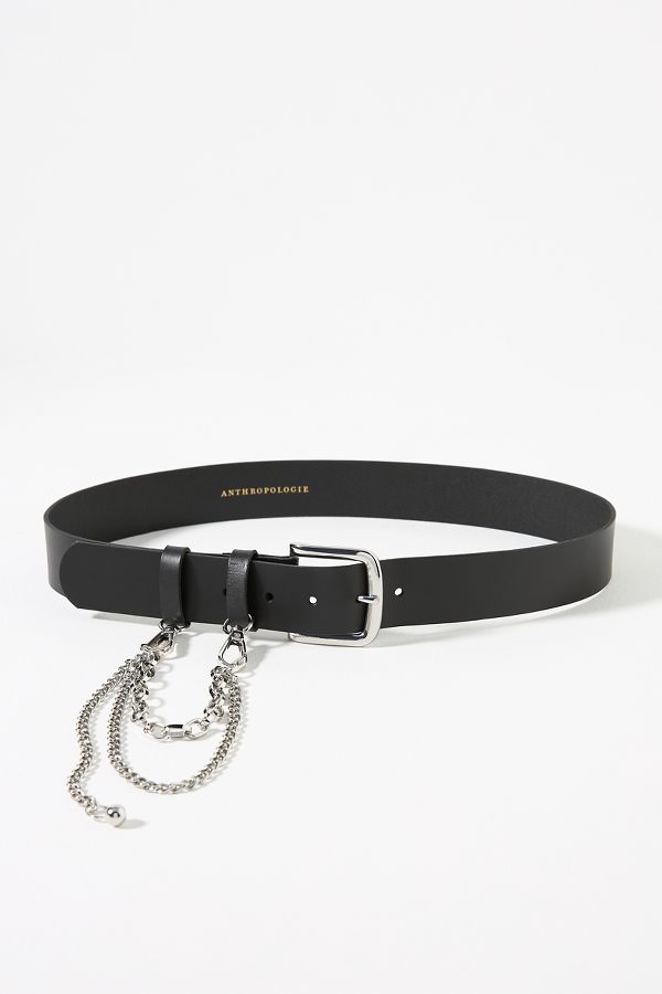 Slide View: 1: Belt Loop Chain Leather Belt