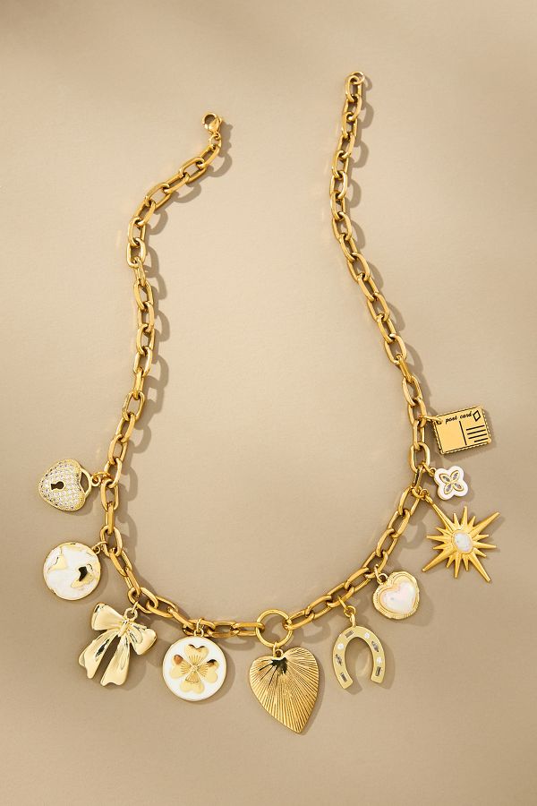 Slide View: 1: Janey Bee Jems Rolo Chain One-Of-A-Kind Charm Necklace