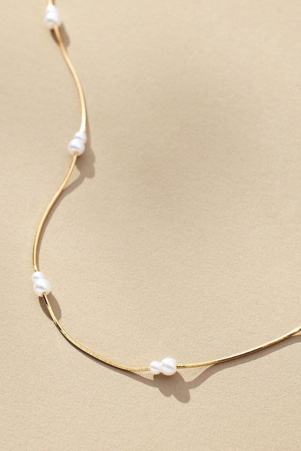 Vista diapositiva: 2: Double Pearl Chain Necklace