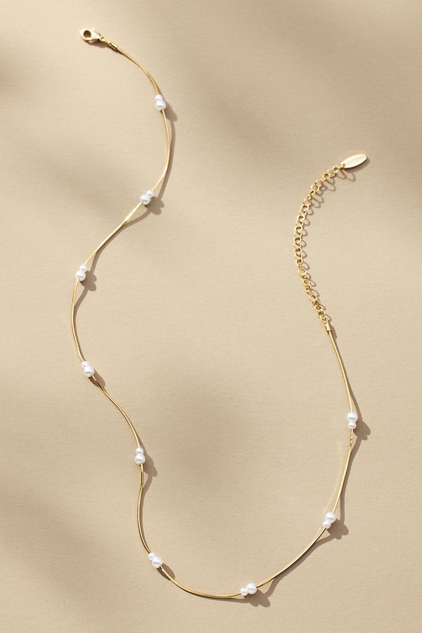 Vista de diapositivas: 1: Double Pearl Chain Necklace