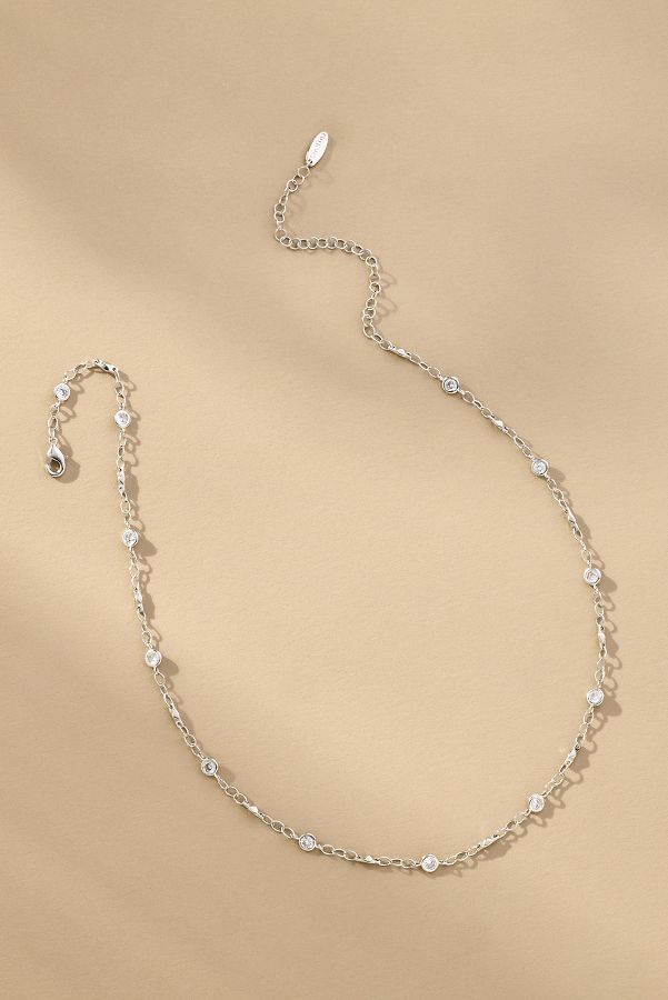 Slide View: 1: Round Crystal Chain Necklace