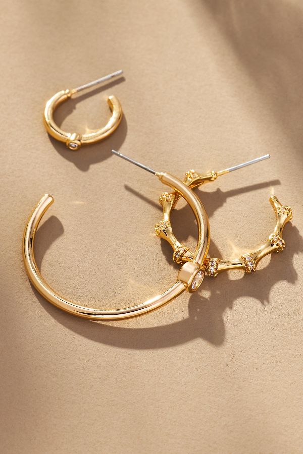 Vista diapositiva: 2: Assorted Hoop Earrings, Set of 3