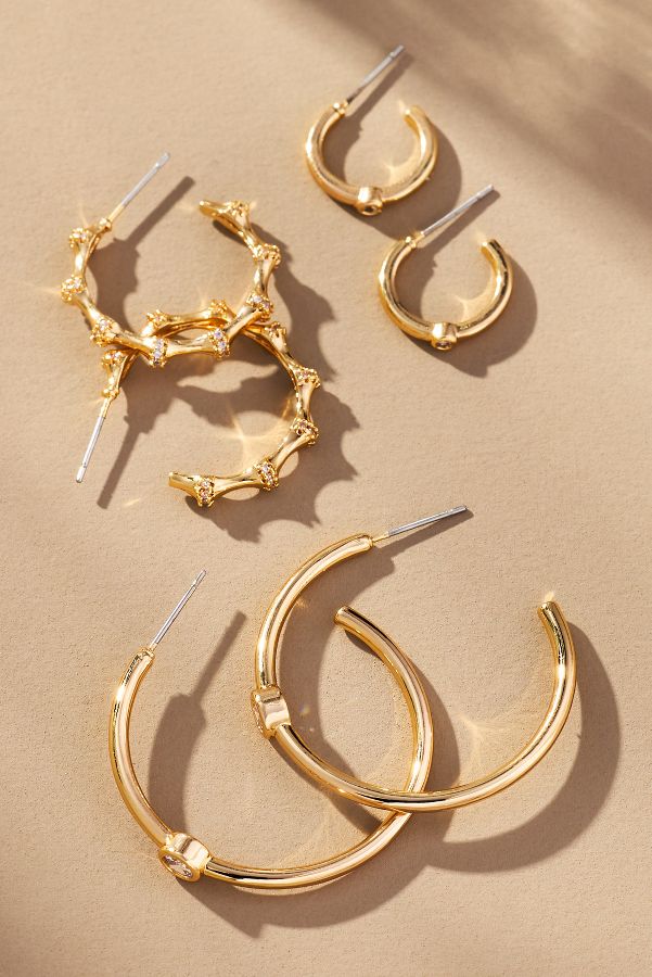 Vista diapositiva: 1: Assorted Hoop Earrings, Set of 3