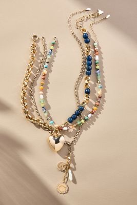 Shades of Sea Layered Necklaces: Charm Edition