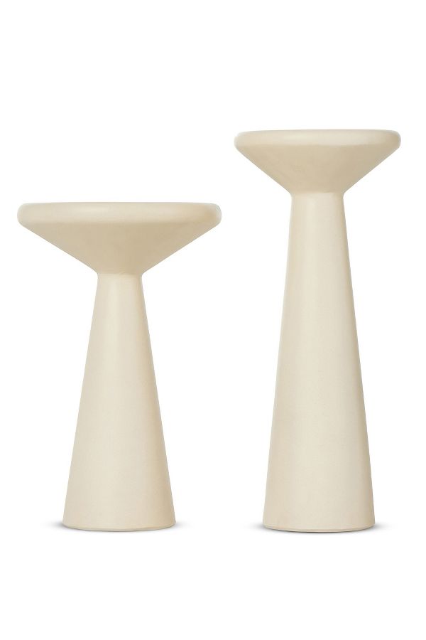 Slide View: 1: Ravine Round Concrete Pedestal Accent Tables, Set of 2