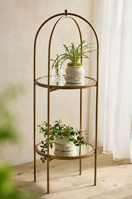 Antique Gold Two-Tier Plant Stand