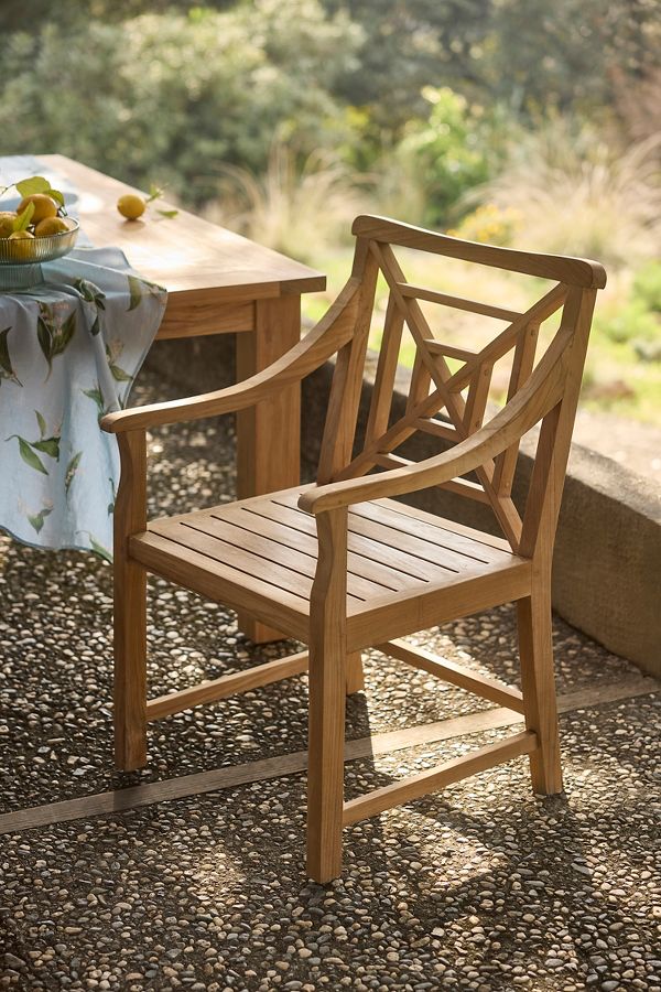 Slide View: 1: Fretwork Teak Armchair