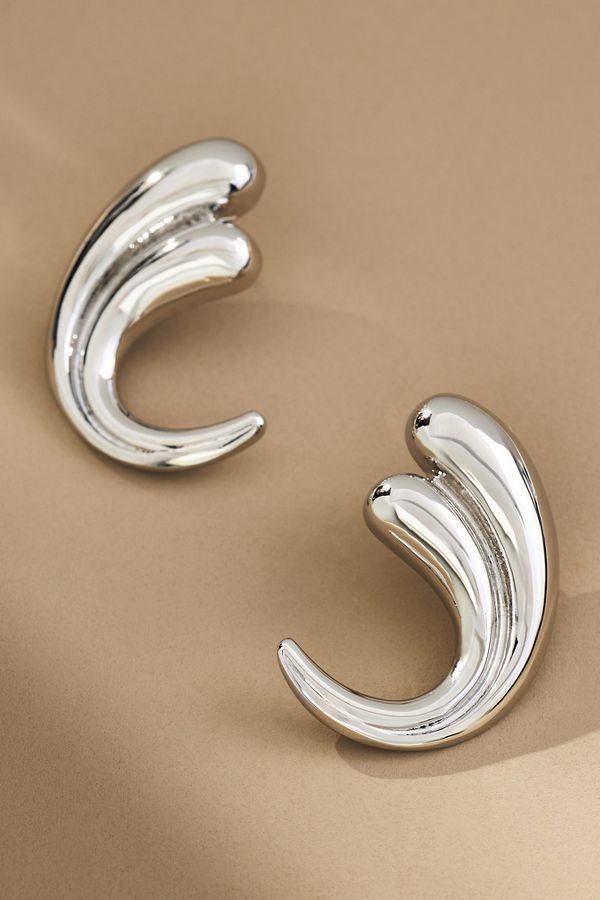 Slide View: 1: Curved Teardrop Post Earrings