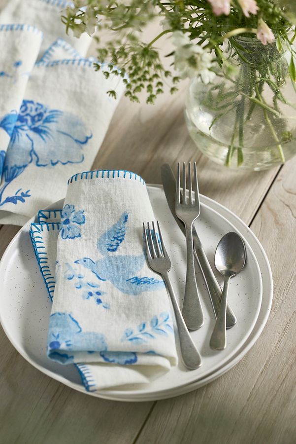 Slide View: 2: Delft Floral Napkins, Set of 4