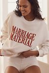 Thumbnail View 1: BRIDEMERCH Marriage Material Cropped Crew-Neck Sweatshirt