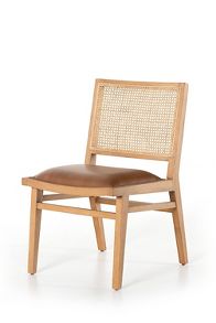 Slide View: 2: Sage Rustic Cane-Back Faux-Leather Dining Chair