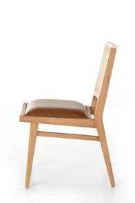 Slide View: 3: Sage Rustic Cane-Back Faux-Leather Dining Chair