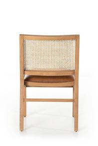 Slide View: 4: Sage Rustic Cane-Back Faux-Leather Dining Chair