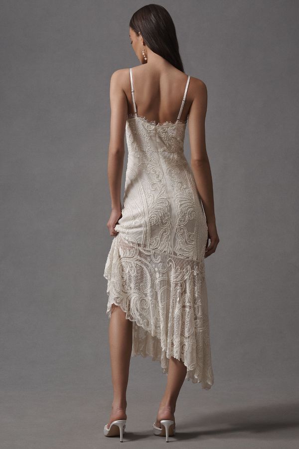 Slide View: 2: Liv Foster Elara Asymmetrical Embroidered Lace Midi Dress