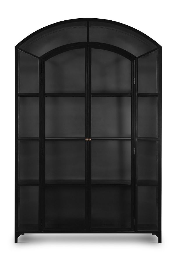 Slide View: 1: Belmont Arched Wide Metal Glass Door Cabinet