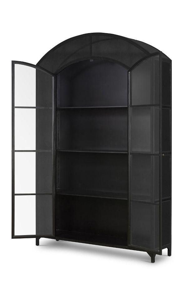 Slide View: 3: Belmont Arched Wide Metal Glass Door Cabinet