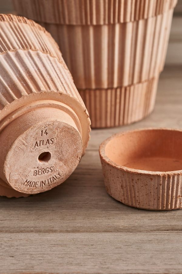 Slide View: 3: Bergs Atlas Terracotta Pot + Saucer Set