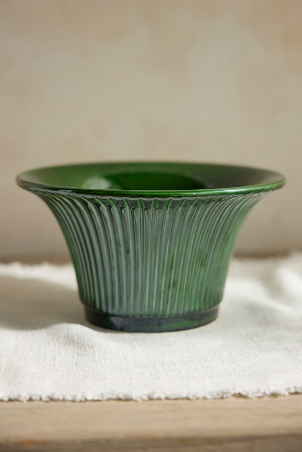 Slide View: 2: Bergs Daisy Glazed Terracotta Pot