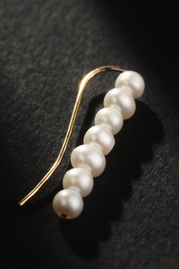 Slide View: 2: Saskia Diez Barbell Pearl Ear Cuff