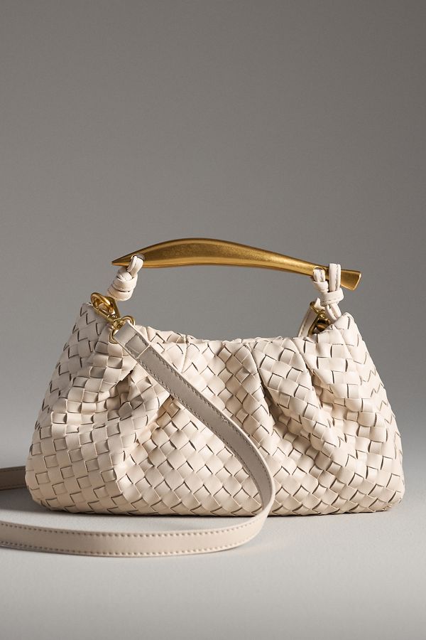 Slide View: 2: Asymmetrical Hardware Woven Satchel