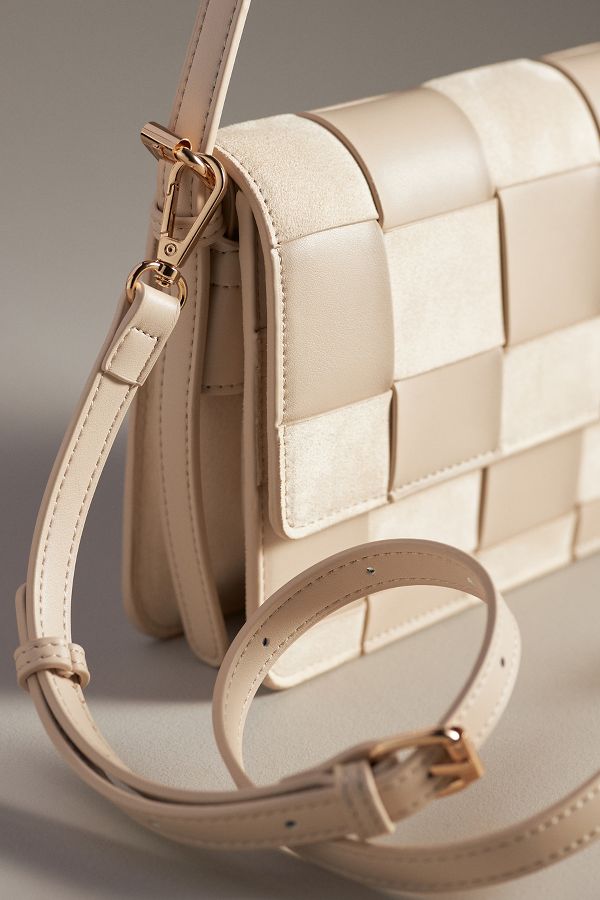 Slide View: 3: Faux-Suede Woven Shoulder Bag