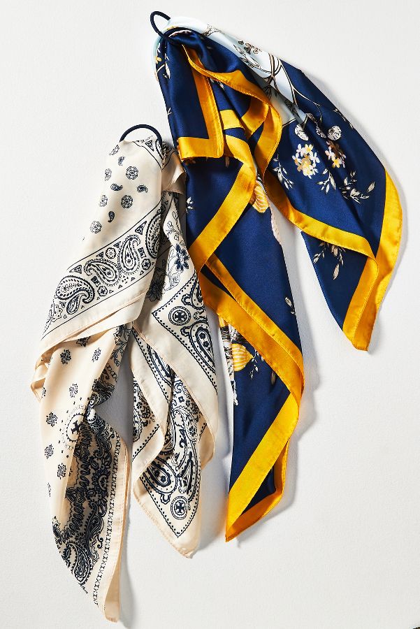 Slide View: 1: Patterned Hair Scarves, Set of 2