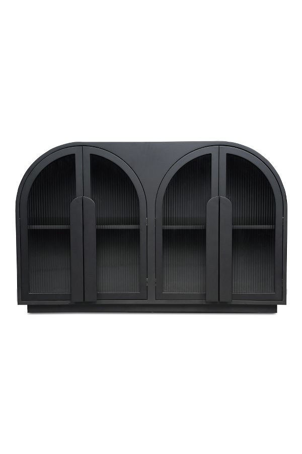 Slide View: 1: Salone Arched Reeded Glass Door Cabinet