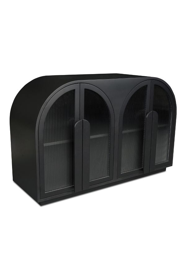 Slide View: 2: Salone Arched Reeded Glass Door Cabinet