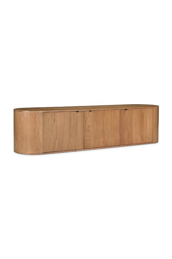 Slide View: 1: Theo Solid Oak Rounded Media Cabinet