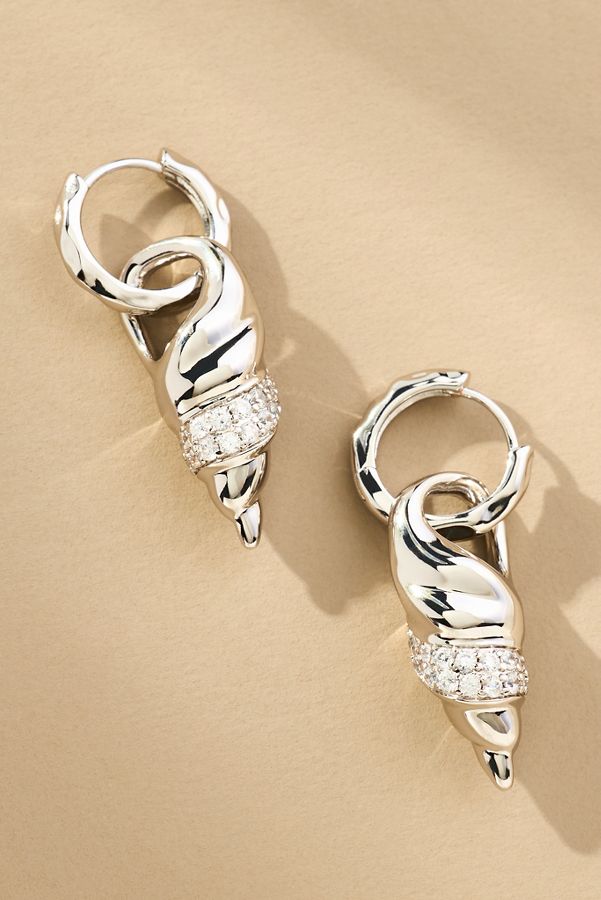 Slide View: 1: Luv Aj Seashell Huggie Hoop Earrings