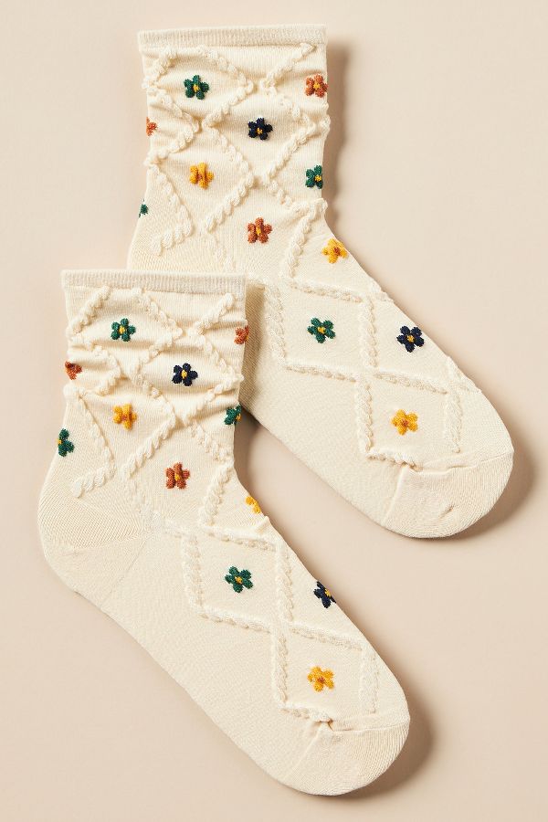 Slide View: 1: Casa Clara Textured Floral Socks