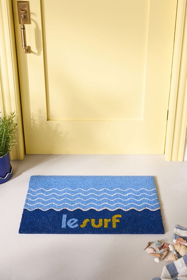 Slide View: 1: Le Surf Blue Coir Printed Doormat