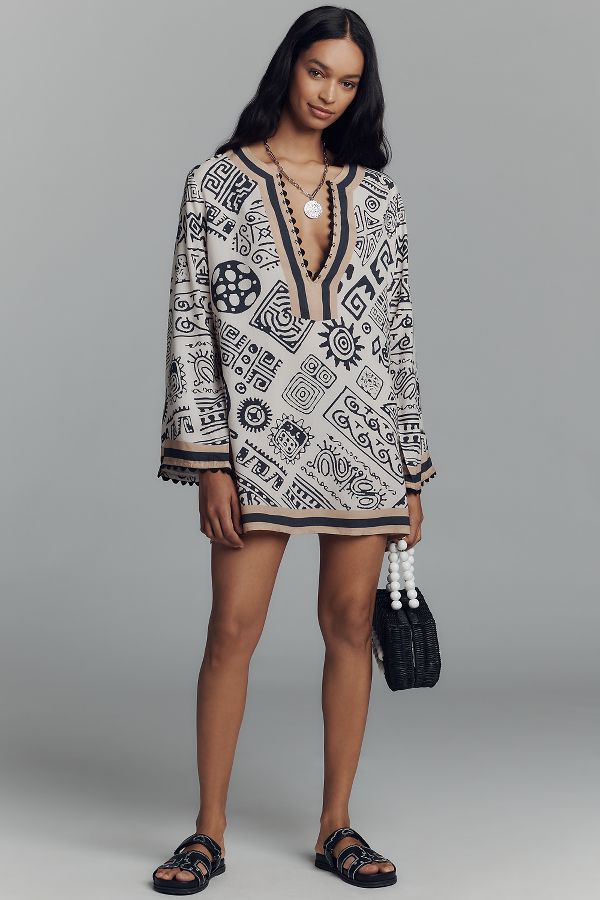 Slide View: 3: Conditions Apply Printed Mini Kaftan