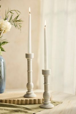 White Marble Taper Holder