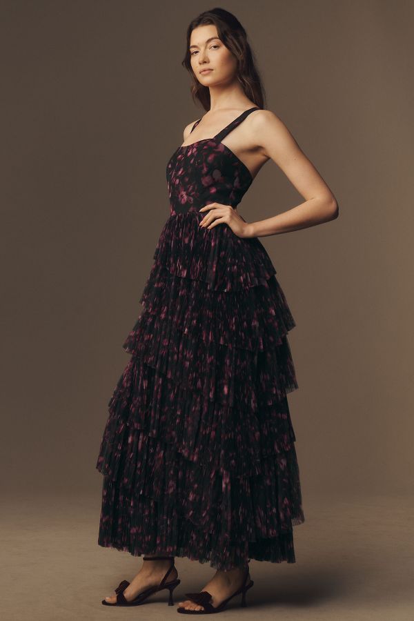 Slide View: 4: Hutch Sleeveless Tulle Tiered Maxi Dress