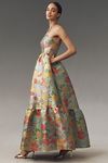 Thumbnail View 4: Mac Duggal Strapless Floral Brocade Maxi Dress