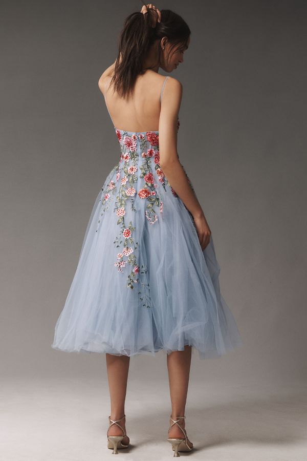 Slide View: 3: Mac Duggal Strapless Embroidered Tulle Midi Dress