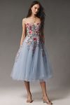 Thumbnail View 1: Mac Duggal Strapless Embroidered Tulle Midi Dress