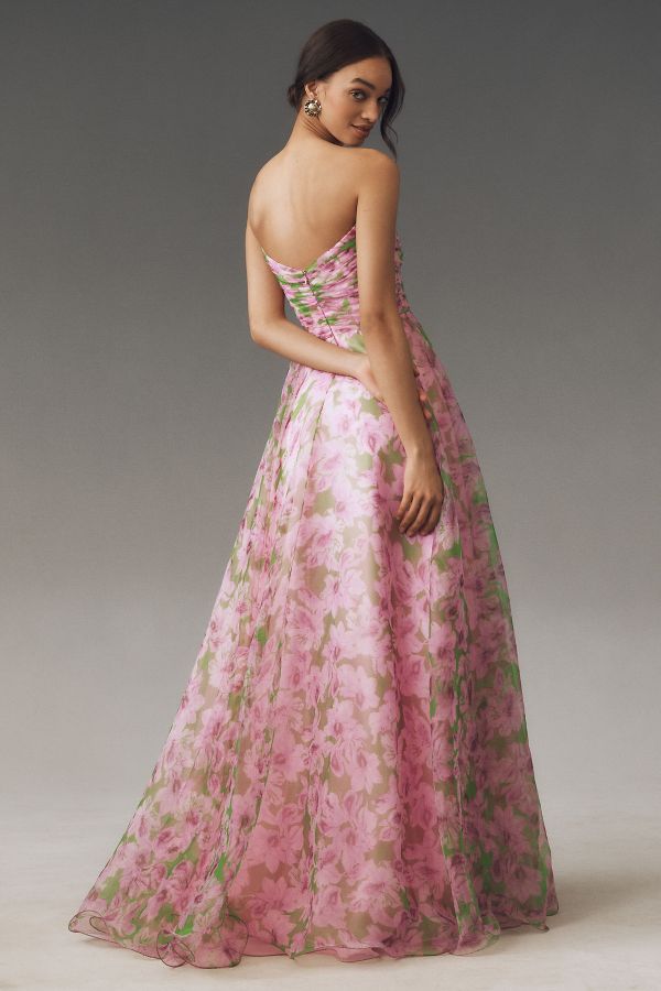 Slide View: 2: Mac Duggal Strapless Chiffon Maxi Dress